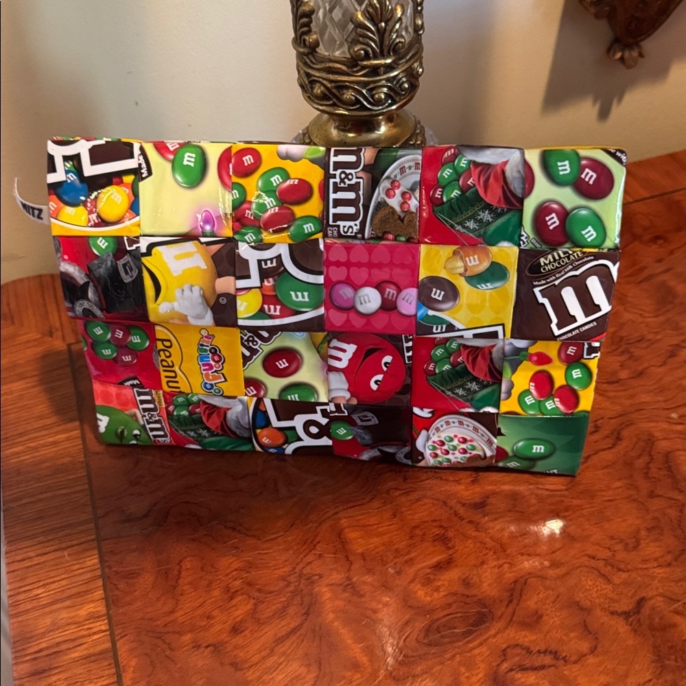 Mitz NWOT handmade clutch. Handmade with mm candy wrappers